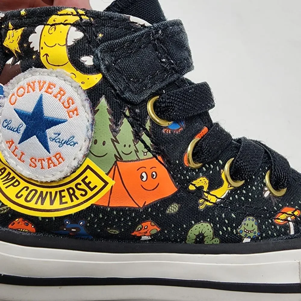 Converse Sneakers Infant Toddler 6 Chuck Taylor Camping Theme High Top Shoes